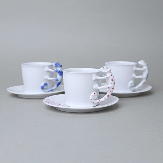 Espresso šálek a podšálek, ZOO chameleon, 80 ml, náhodný výběr, porcelán Goldfinger