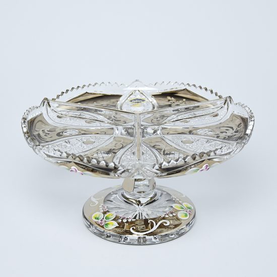 Cut Crystal Cabaret on stand 3-piece, 225 mm, Platinum + Enamel, Jahami Bohemia