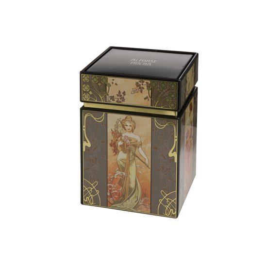 Tea tin Alphonse Mucha -The Four Seasons, 7.5 / 7.5 / 11 cm, Goebel
