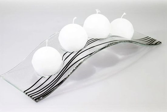 Advent Glass candlestick FLY, clear + dark line, 38x13 cm, BDK - Glass