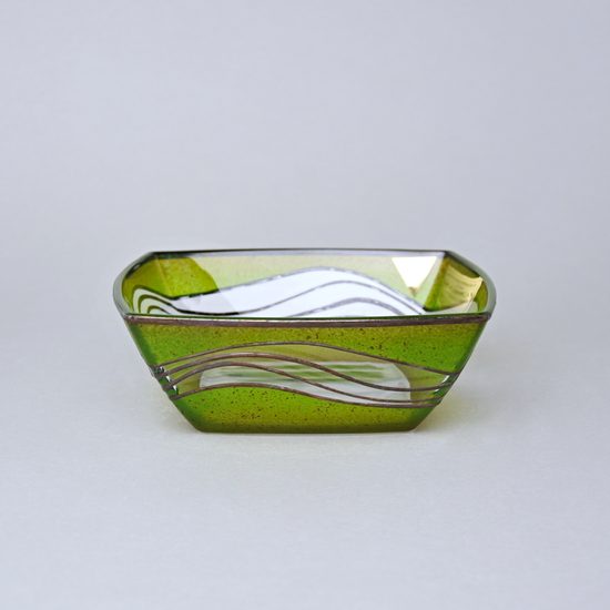 Studio Miracle: Miska zeleno-hnědá, 16 cm, ruční dekorace Vlasta Voborníková