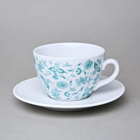 Šálek 330 ml a podšálek 17 cm Milada, Fragmenty cibuláku, zelená, Český porcelán a.s.