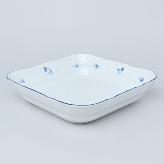 Bowl square 25 cm J, Thun 1794 Carlsbad porcelain, BERNADOTTE blue flower