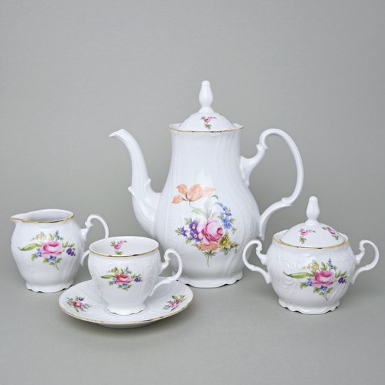 Coffee set for 6 pers., Thun 1794 Carlsbad Porcelain, BERNADOTTE Meissen Rose