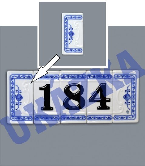 House number - left edge - porcelain 8 x 55 x 110 mm