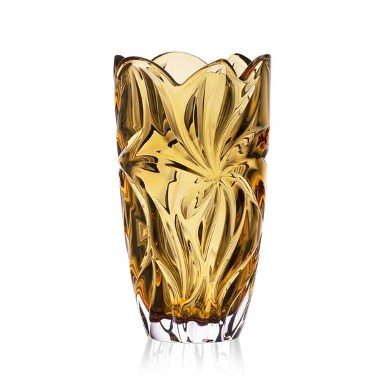 Skleněná váza Flora Ambr, 28 cm, Aurum Crystal
