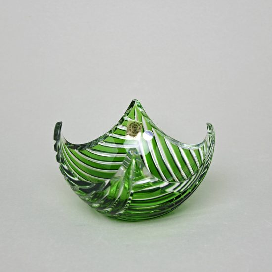Miska- kompotová 14 cm (řezané zelené sklo), Caesar Crystal Bohemiae, Bohemia Glass