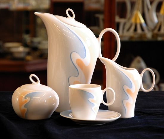 Coffee set for 6 persons, Future decorated, Thun 1794, Carlsbad porcelain, FUTURE