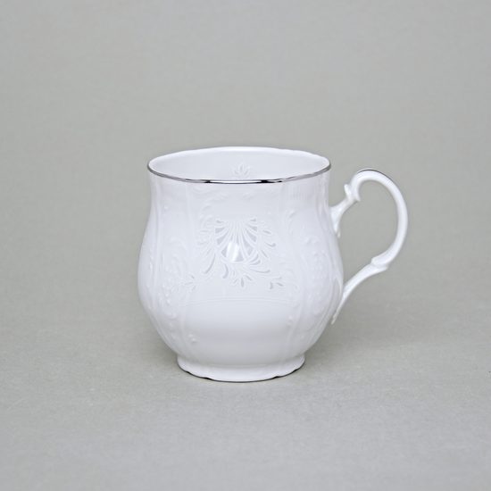 Hrnek Jonáš 310 ml, Thun 1794, karlovarský porcelán, BERNADOTTE mráz, platinová linka