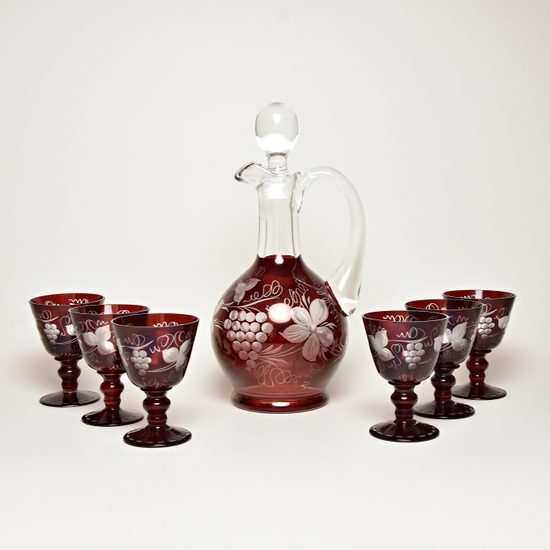 Egermann: Red Stain Wine Set, 24,5 cm, 7 pcs.