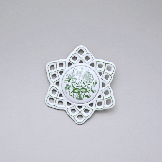Vanoční ozdoba - vločka / hvězda 10,4 cm, zelený cibulák, Český porcelán a.s.