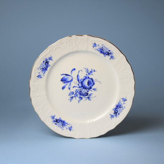 Talíř dezertní 21 cm, Thun 1794, karlovarský porcelán, BERNADOTTE modrá růže