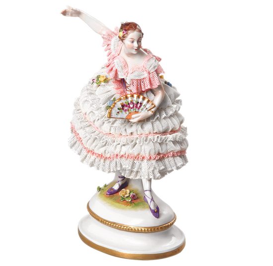 Fanny Elsser, figurka 16 x 11 x 20 cm, Hugo Meisel, Porcelánové figurky Aelteste Volkstedter