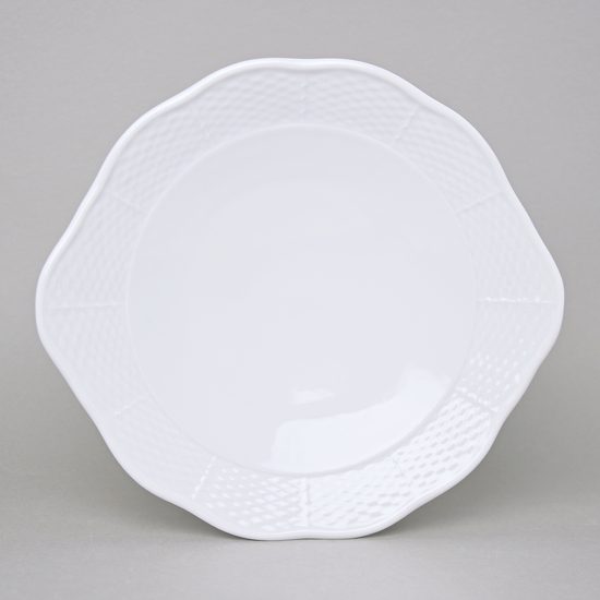 Plate cake with handles 27 cm, Thun 1794 Carlsbad porcelain, Natalie white