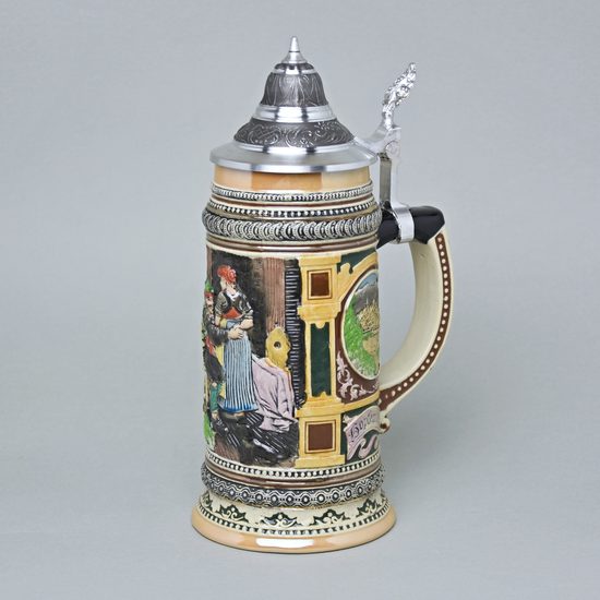 Korbel 0,9 l keramický s cínovým víčkem, Hostinec, keramika BM+MM Holýšov