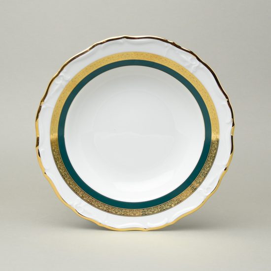 Talíř hluboký 23 cm, Marie Louise 8800501 zlato + zelená, Thun 1794 a.s.