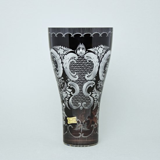 Egermann: Vase Black / Dark Violet Stain, 24,5 cm, Crystal Vases Egermann