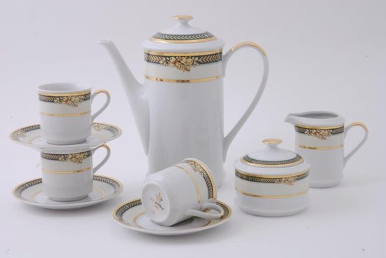Coffee set for 6 persons, Sabina, apricots, Leander 1907