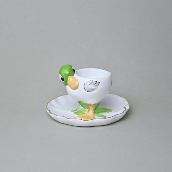 Egg cup 7 cm, Green Duck, Lindner porcelain