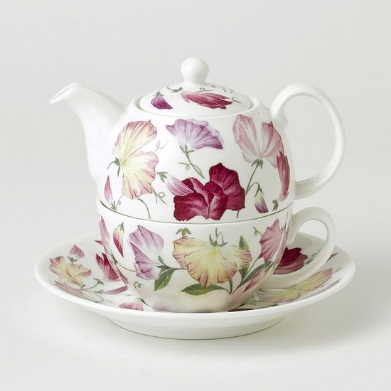 Sweet pea: Tea for one set, English Fine Bone China, Roy Kirkham China