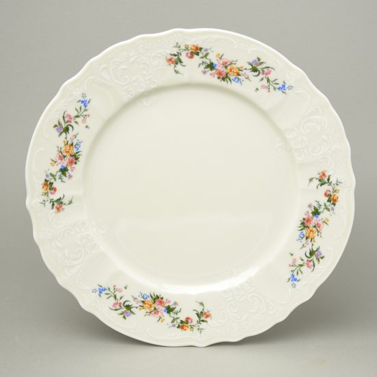 Talíř mělký 27 cm, Thun 1794, karlovarský porcelán, BERNADOTTE ivory + kytičky