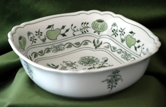 Salad bowl square 21 cm, Green Onion Pattern, Cesky porcelan a.s.