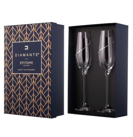 Silhouette - Set of 2 Champagne Flutes 210 ml, Swarovski Crystals