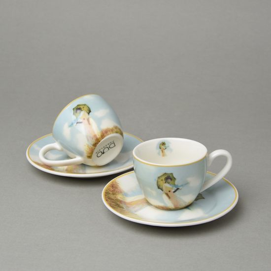 Cup 110 ml + saucer 130 mm espresso, C. Monet, Lady with umbrella, DuGifts porcelain