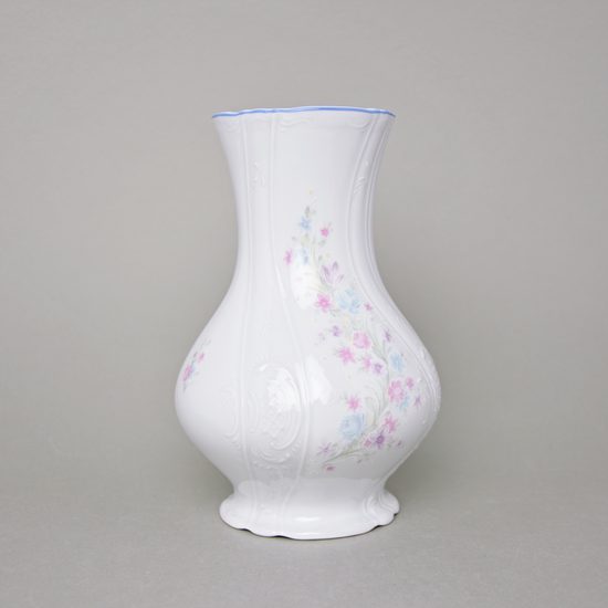 Váza 23 cm, Thun 1794, karlovarský porcelán, BERNADOTTE modro-růžové kytičky