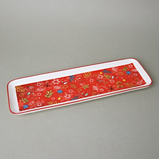 Christmas platter 33 x 11 cm, new bone china, EGAN