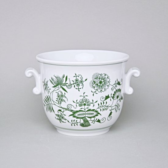 Květináč s uchy bez nožky pr. 16; v. 13,5 cm, zelený cibulák, Český porcelán a.s.
