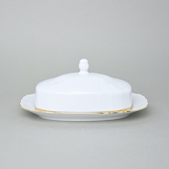 Butter dish 250 g, Thun 1794 Carlsbad porcelain, BERNADOTTE gold line