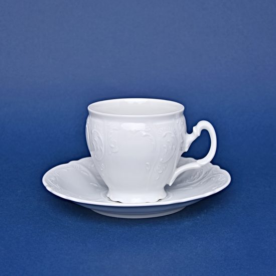 Coffee cup and saucer 220 ml / 16 cm, Thun 1794 Carlsbad porcelain, BERNADOTTE white