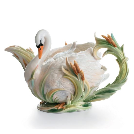 Swan Lake Ornamental Teapot 26 cm, FRANZ porcelain