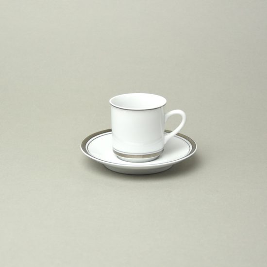 Cup 100 ml espresso + saucer 115 mm, Sabina, platinum rim, Leander Loučky