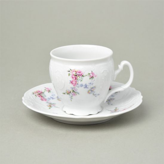 Cup 220 ml and saucer 16 cm, Thun 1794 Carlsbad porcelain, BERNADOTTE climbing roses