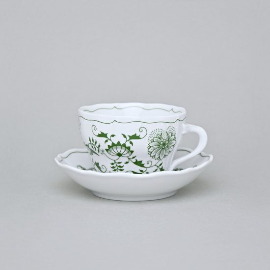 Šálek a podšálek B + B, 210 ml / 14 cm na kávu, zelený cibulák, Český porcelán a.s.