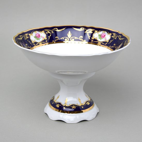 440: Mísa na ovoce 23 cm na noze, Sonáta, kobalt + růže, Leander Loučky