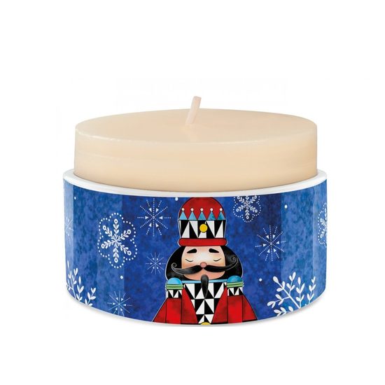 Christmas Candle King Christmas in porcelain bowl, Green Tea Aroma, 8 x 4 cm, Egan forma italia