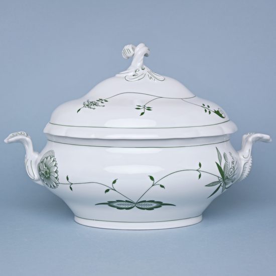 Mísa polévková oválná s víkem s výřezem na naběračku 3,00 l, ECO zelený cibulák, Český porcelán a.s.