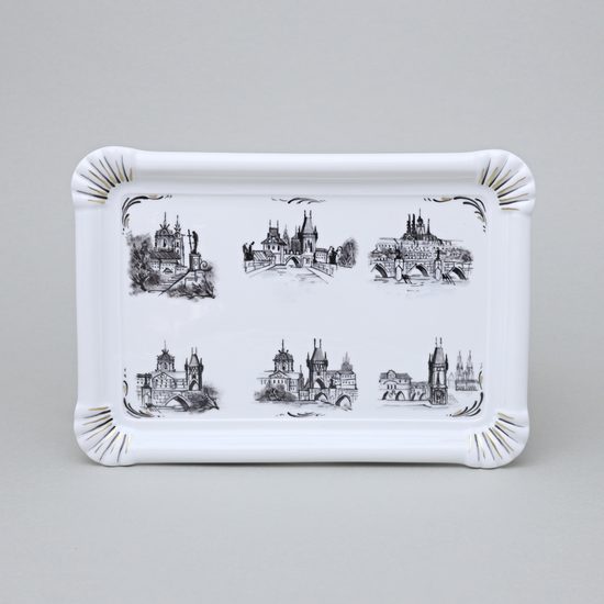 Porcelain Tray with Prague Motifs (Decor No. 4), Vilém Janoušek, Český porcelán a.s.