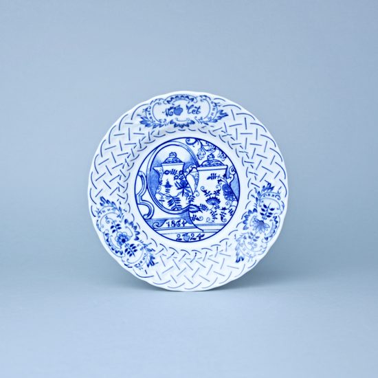 Annual plate, wall 18 cm, 160 years of Cesky porcelan (1864-2024), Original Blue Onion Pattern