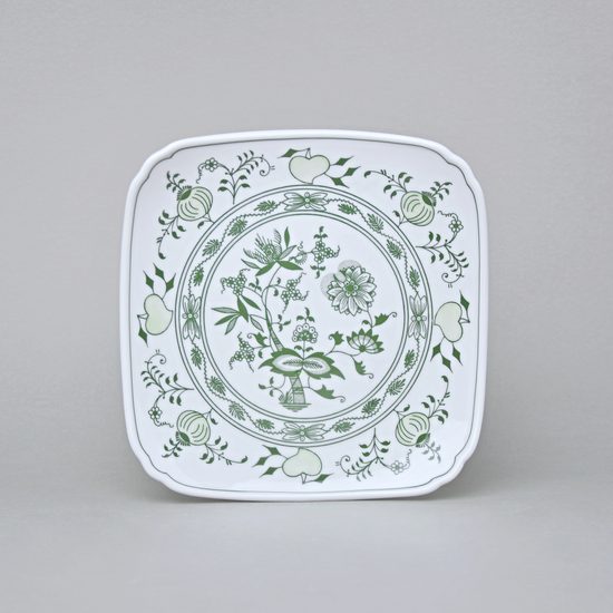 Talíř hranatý 21 cm, zelený cibulák, Český porcelán a.s.