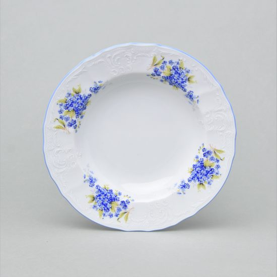 Plate deep 23 cm, Thun 1794 Carlsbad porcelain, BERNADOTTE Forget-me-not-flower