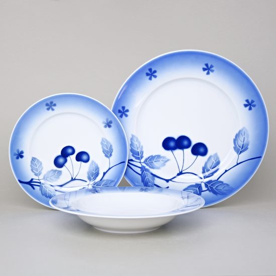 Plate set for 6 persons, Thun 1794 Carlsbad porcelain, BLUE CHERRY