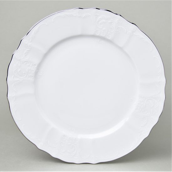 Dinner plate 27 cm, Thun 1794 Carlsbad porcelain, BERNADOTTE platinum