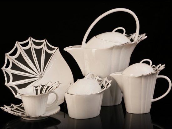 Coffee set for 6 persons Butterfly, Thun Studio, Luxury Porcelain