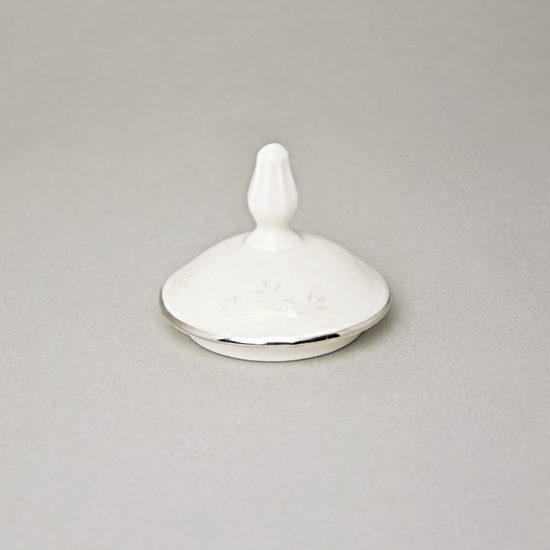 Víčko k cukřence 300 ml, Thun 1794, karlovarský porcelán, BERNADOTTE mráz IVORY, platinová linka