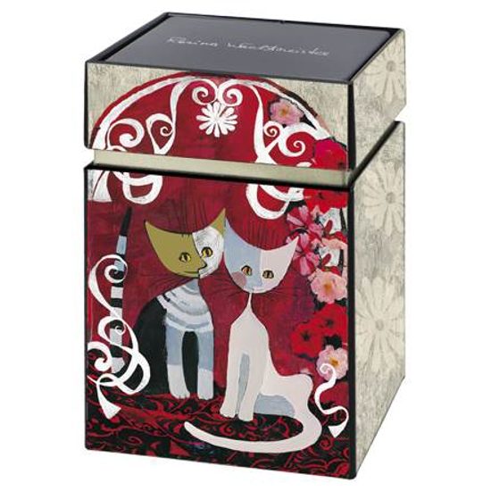 Tea tin Templi dellamore 7.5 / 7.5 / 11cm, metal, Cats Goebel R. Wachtmeister