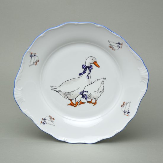 Cake plate 27 cm, Geese, Verona, G. Benedikt 1882